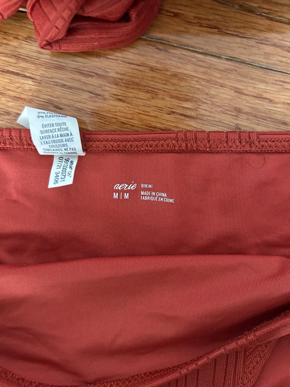Aerie Textured Triangle Bikini Set in Terracotta M - Picture 3 of 6